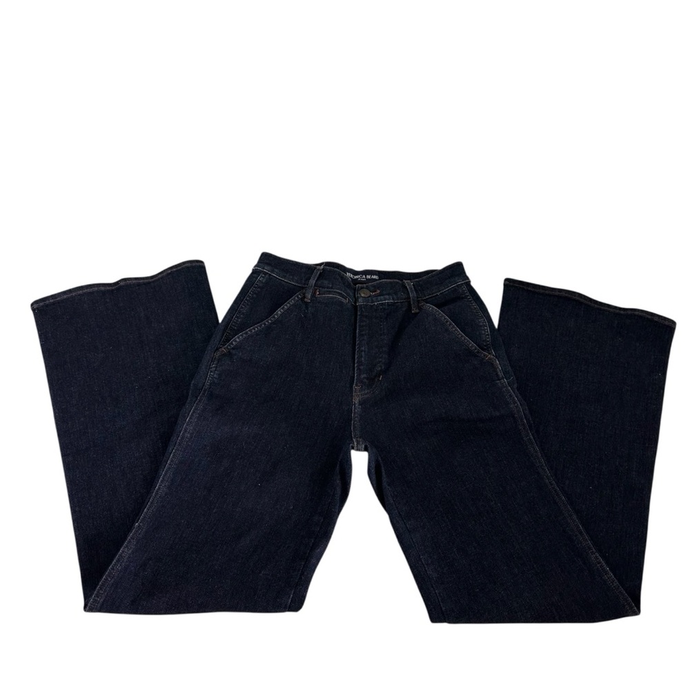 Veronica Beard Crosbie Indigo Rinse High-Rise Wide-Leg Trousers Jeans 28 Dark - Picture 12 of 12